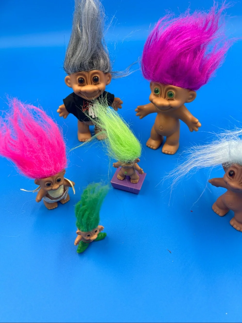 6 Classic Colorful Troll Dolls Pack - Neon Hair Trolls RUSS